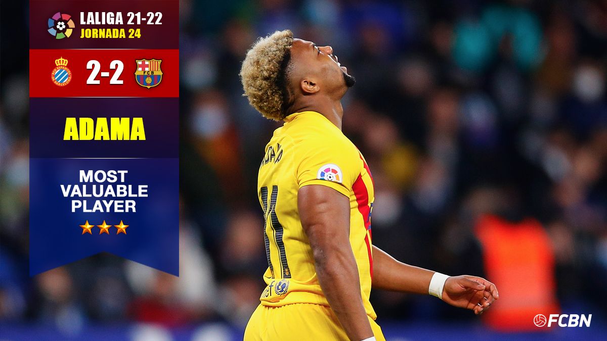 Adama Traoré, MVP of the Barça in front of the Espanyol