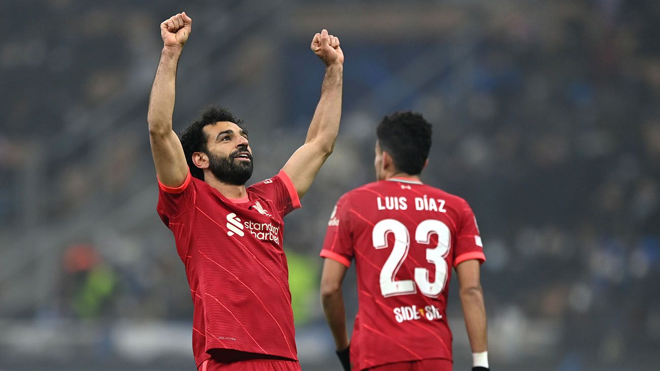 Mohamed Salah celebra el segundo gol del Liverpool ante Inter (0-2)