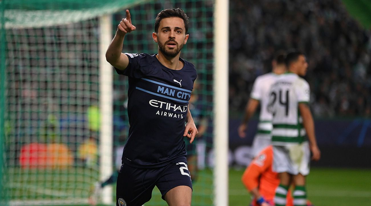 Bernardo Silva celebrando un gol