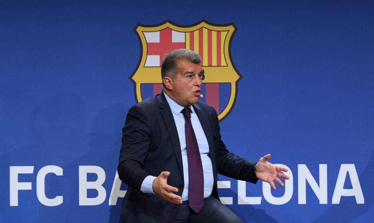 Joan Laporta en una rueda de prensa