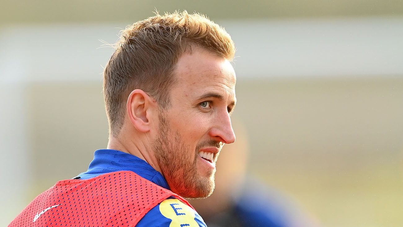 Harry Kane en un entrenamiento con Inglaterra