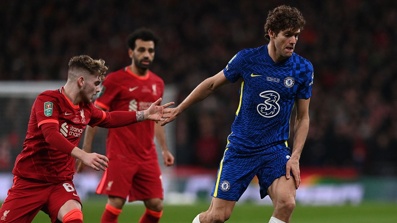 Marcos Alonso against Liverpool