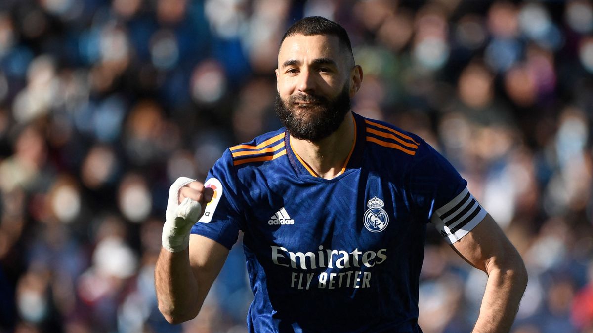 Karim Benzema celebra un gol ante el Celta de Vigo