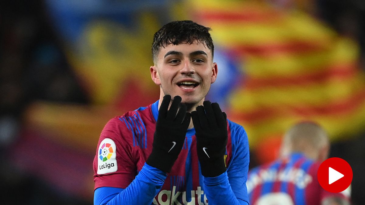 Pedri celebra su gol contra el Sevilla