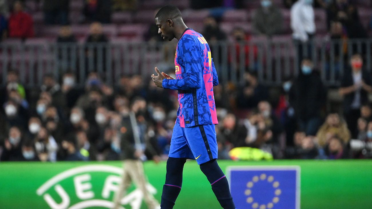 Ousmane Dembélé en un partido de la Europa League con el FC Barcelona