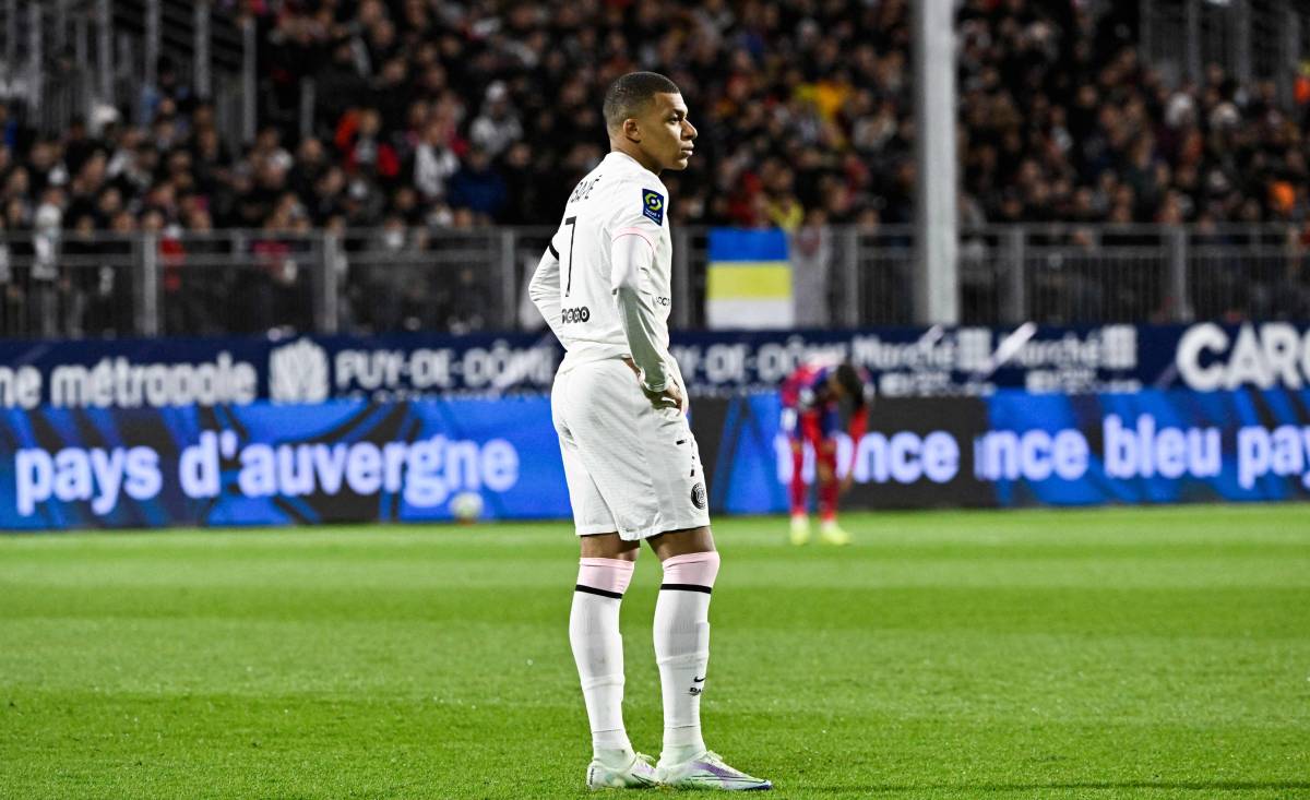 Kylian Mbappé, during the Clermont-PSG