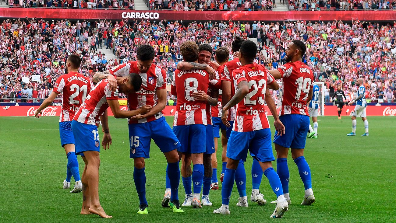 The players of Atlético de Madrid celebrating