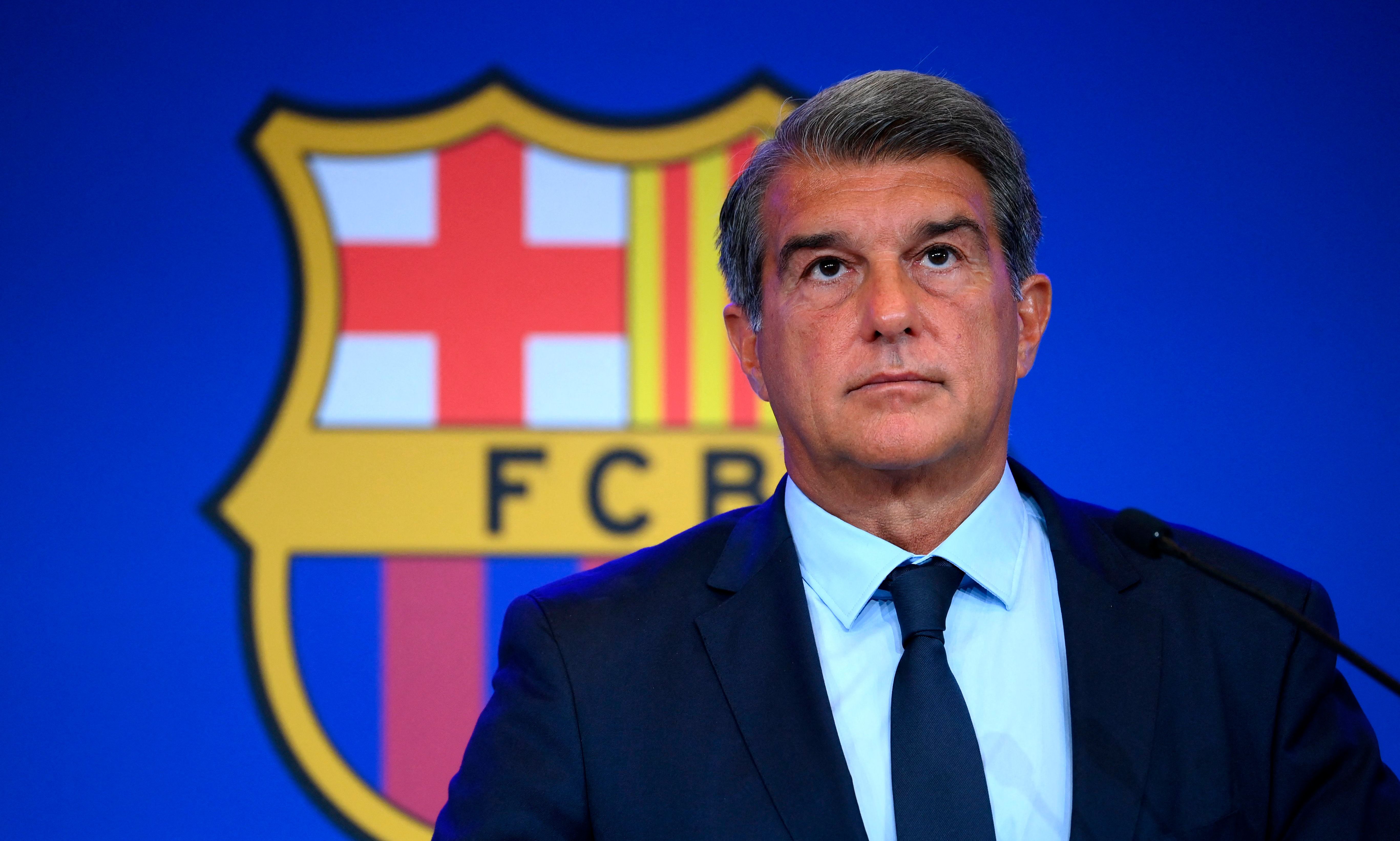 Joan Laporta with a serious gesture