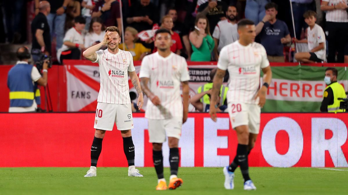 Ivan Rakitic celebrates his goal against Real Madrid