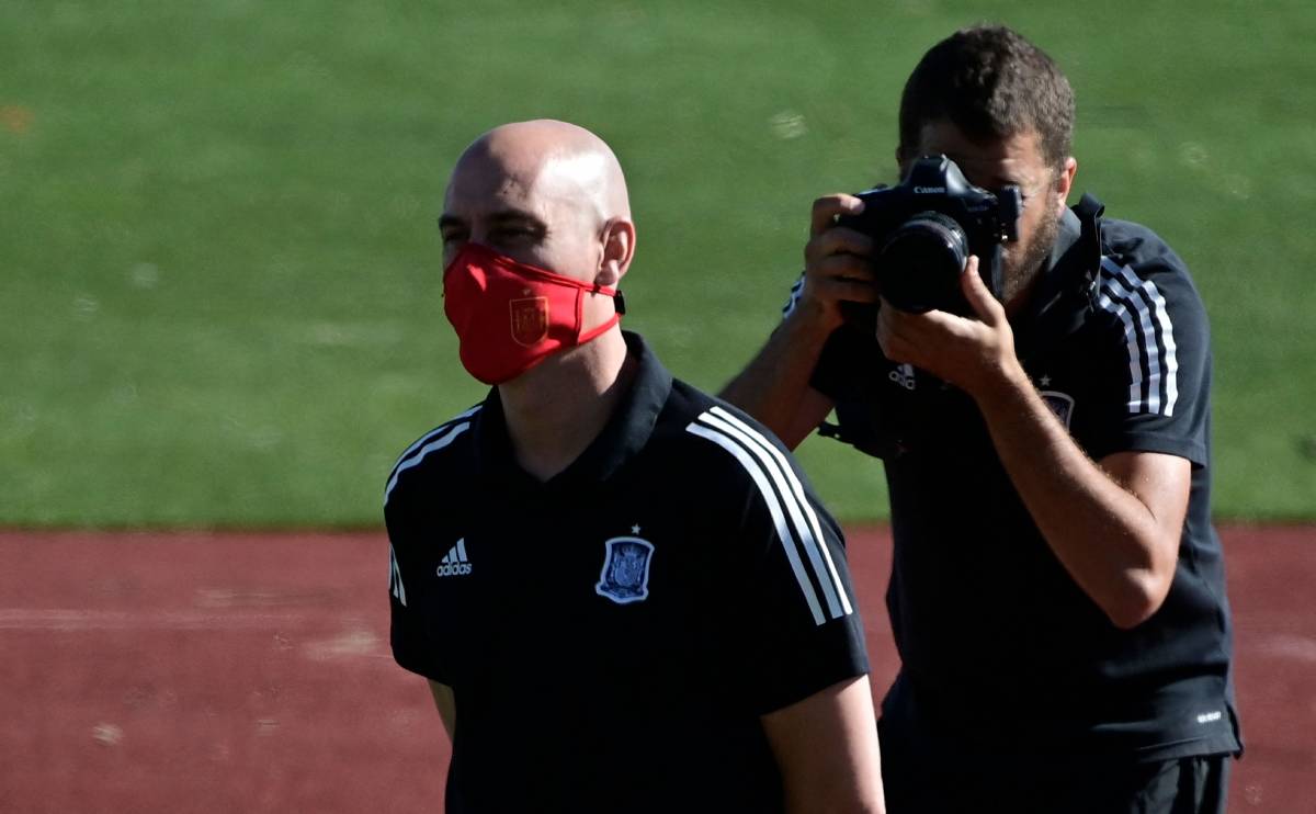 Rubiales, present in a training of the Spanish selection