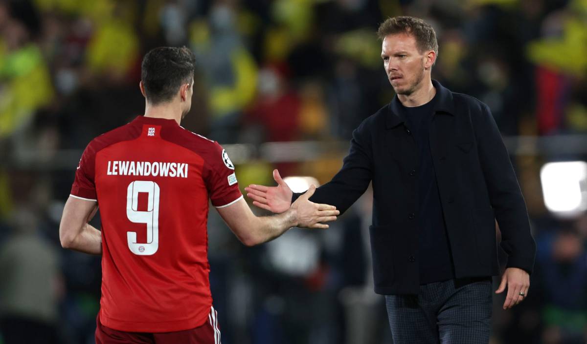 Nagelsmann And Lewandowski in the Villarreal-Bayern