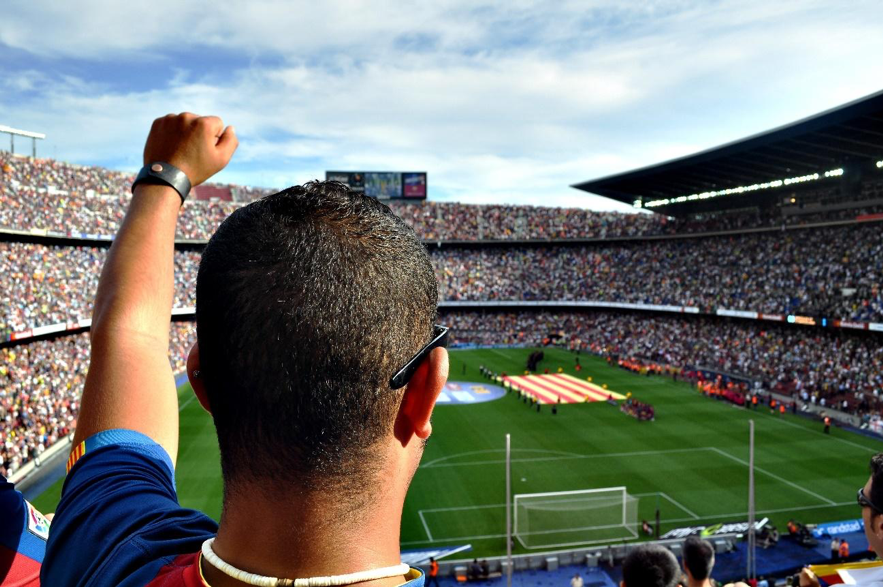 Aficionado en el Camp Nou durante un partido del Barcelona