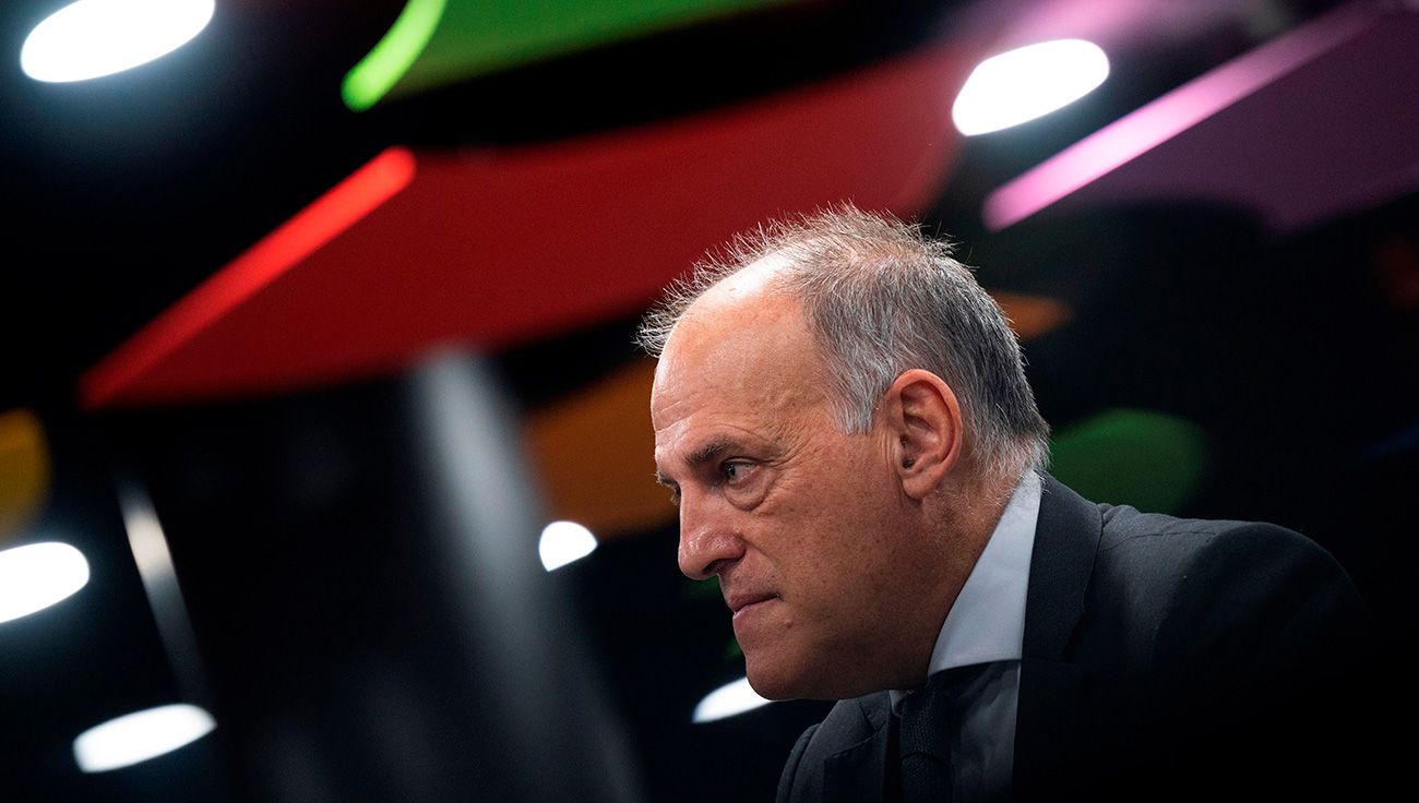 Tebas in a press conference