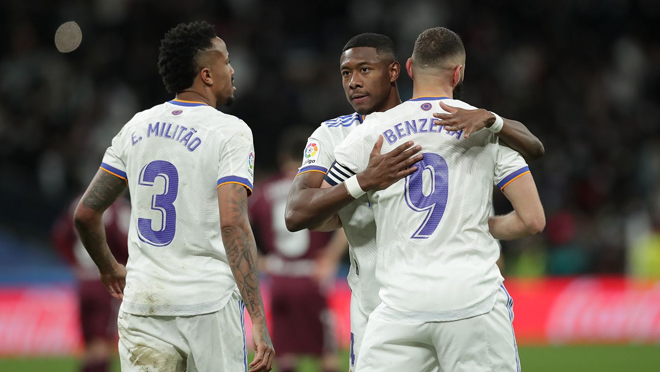 Militao, Alaba y Benzema, jugadores del Real Madrid