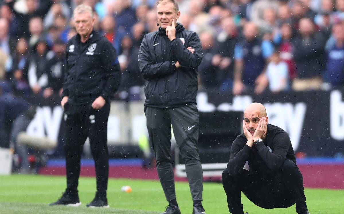 Pep Guardiola, en un partido ante el West Ham