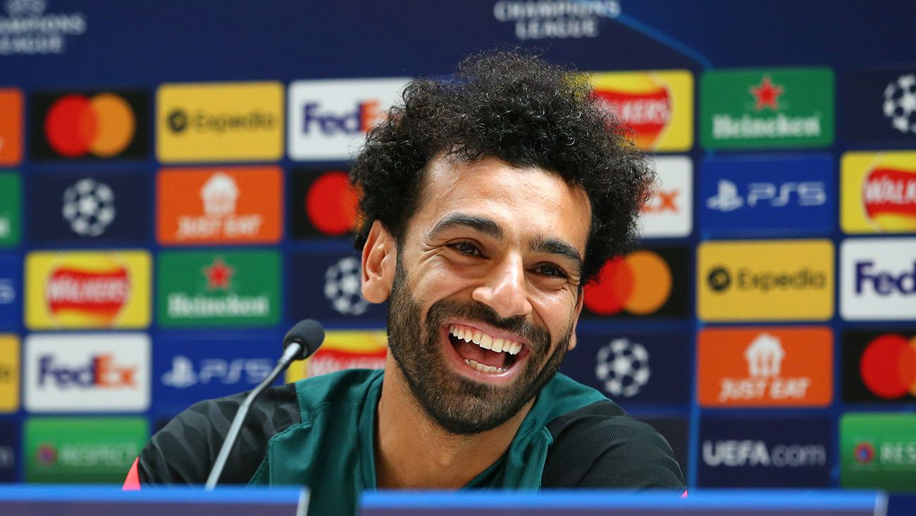 Mohammed Salah at a press conference