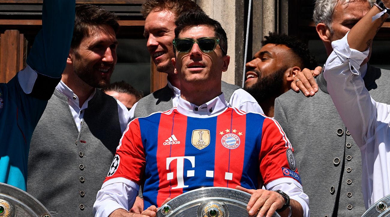 Robert Lewandowski, en la celebración con el Bayern