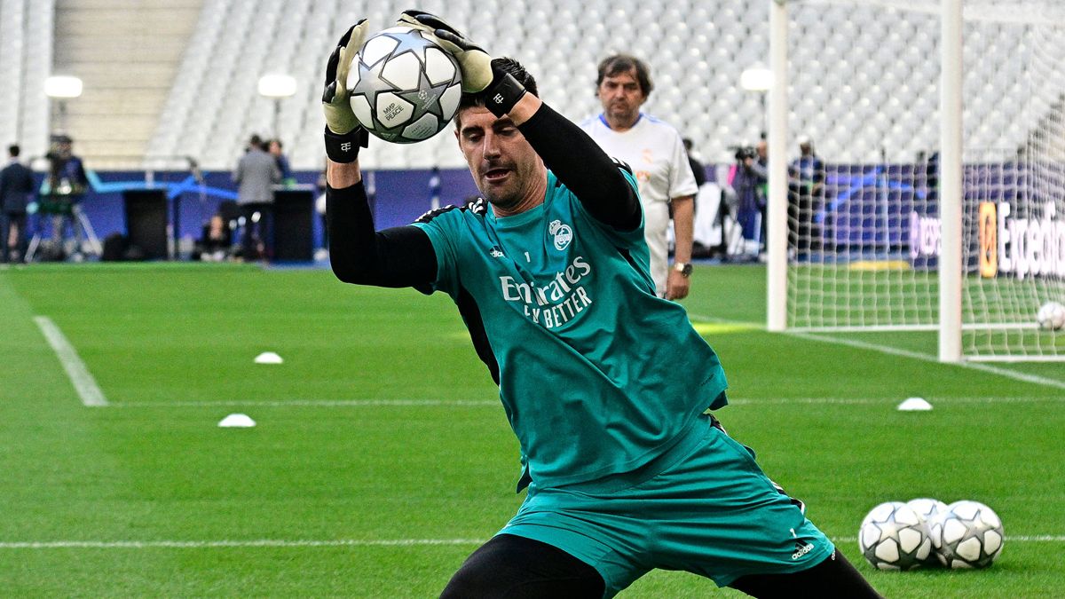 Thibaut Courtois en un entrenamiento del Real Madrid