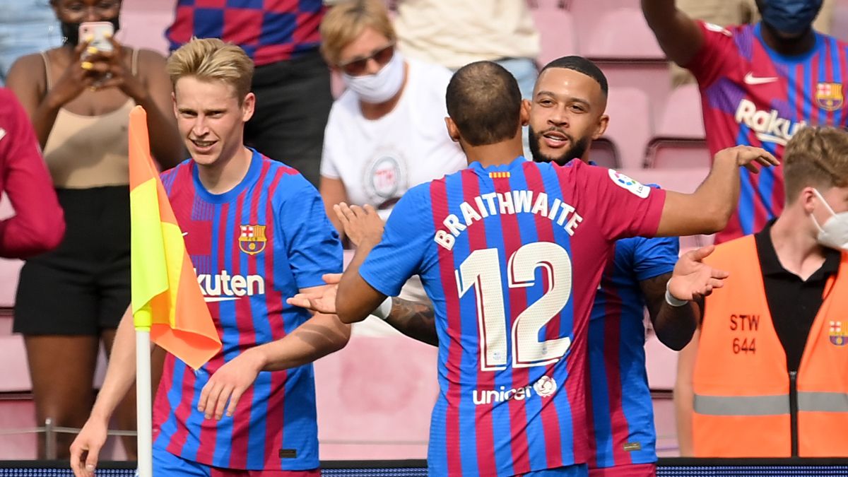 De Jong, Braithwaite and Memphis, Barça players De Jong, Braithwaite and Memphis, Barça players