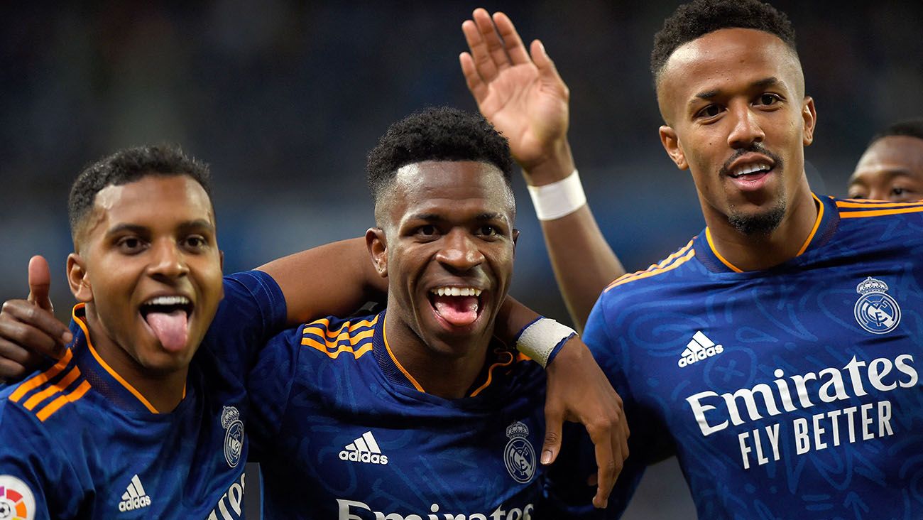 Vinícius Jr., Rodrygo Goes and Éder Militao with Real Madrid