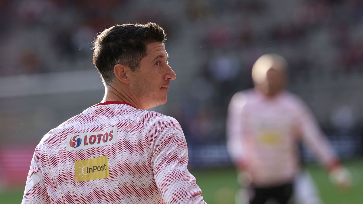 Robert Lewandowski durante un calentamiento