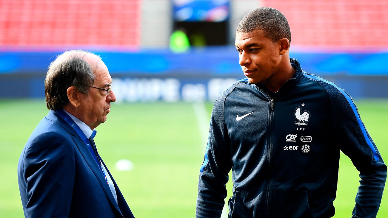 Kylian Mbappe and Noel Le Graet