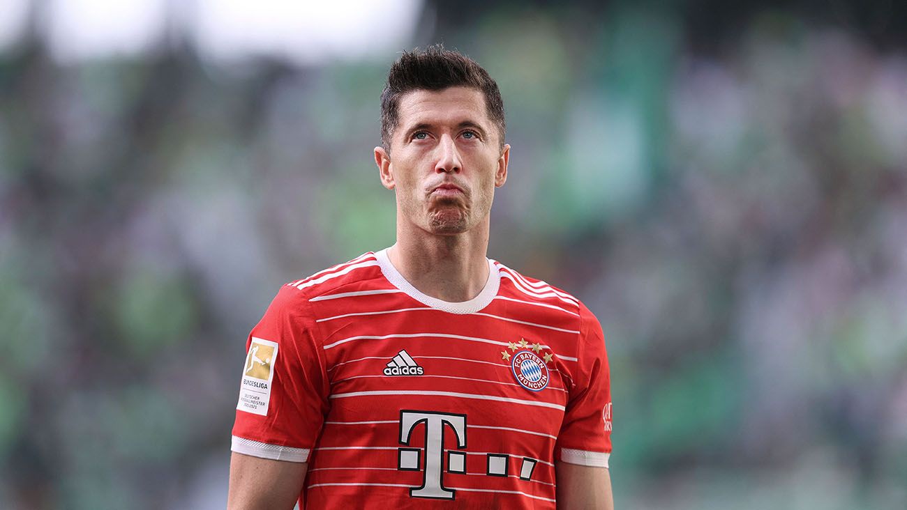 Robert Lewandowski in his last game with Bayern