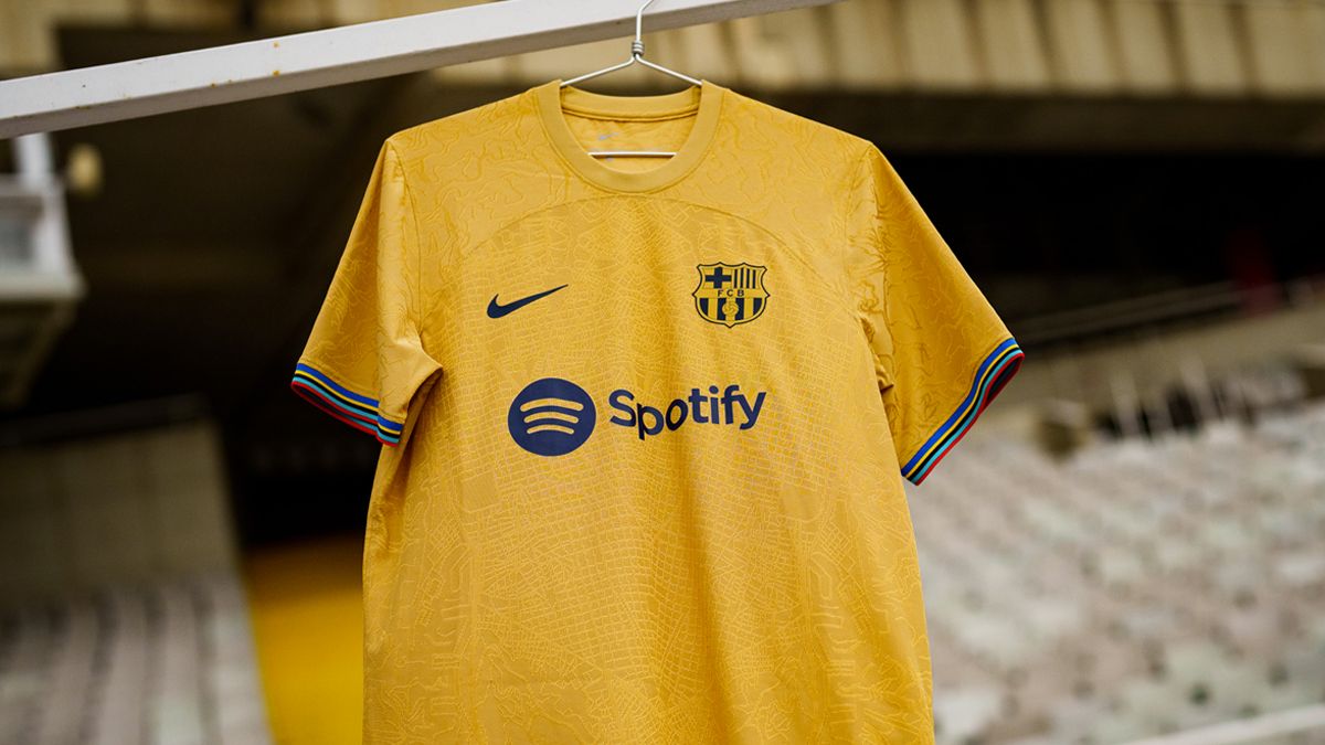 La camiseta del FC Barcelona de visitante para la temporada 22 23 (Imagen @FCBarcelona_fra en Twitter)