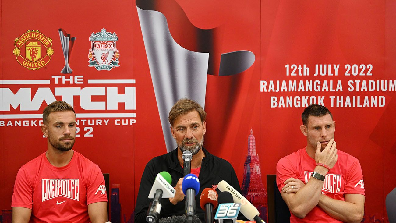 Jürgen Klopp en una rueda de prensa con el Liverpool