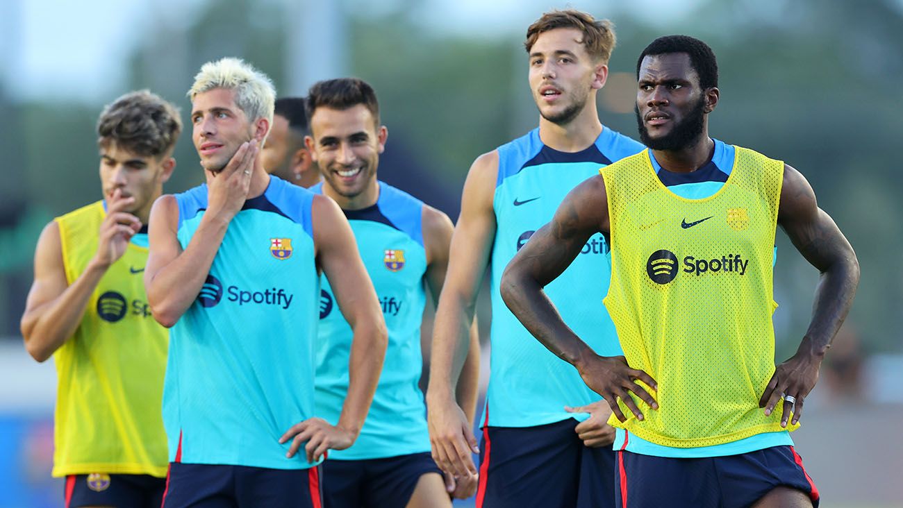 Jugadores del FC Barcelona durante una práctica