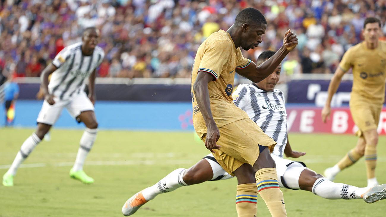 Ousmane Dembélé en el amistoso ante la Juventus