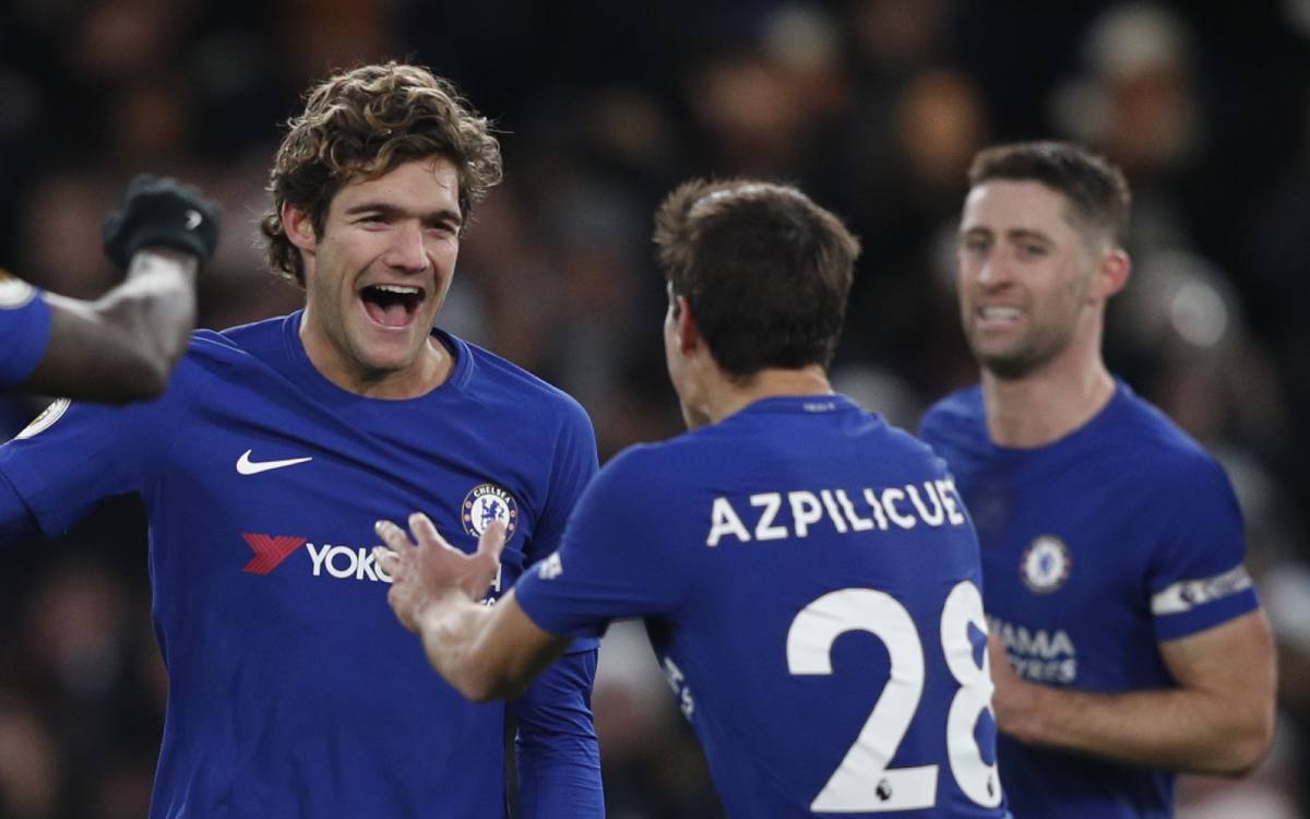 M. Alonso y Azpilicueta festejan un gol ante el Southampton