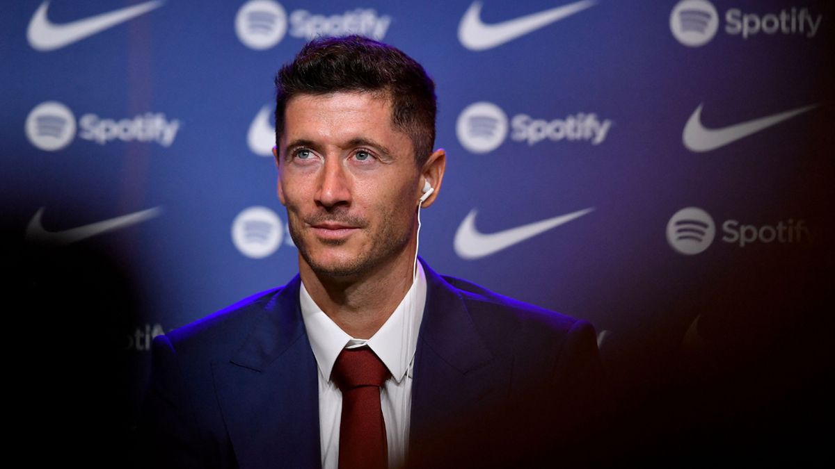 Robert Lewandowski en rueda de prensa