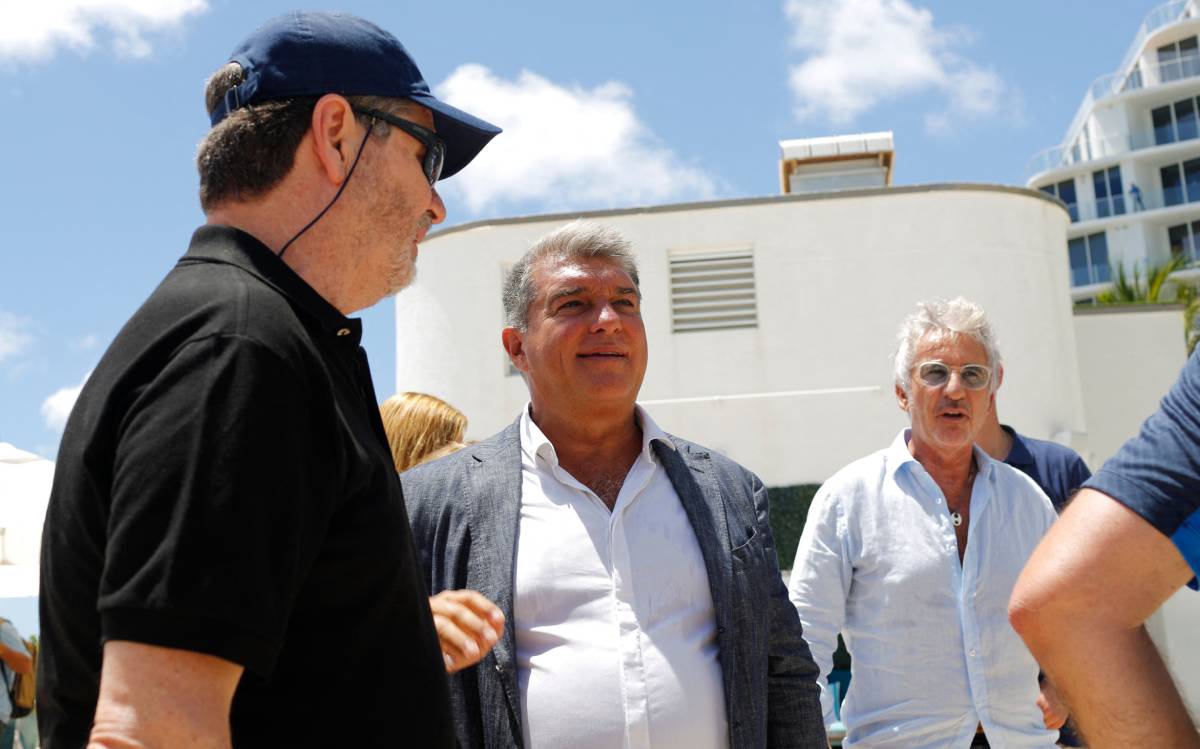 Joan Laporta, durante la gira de pretemporada del Barça