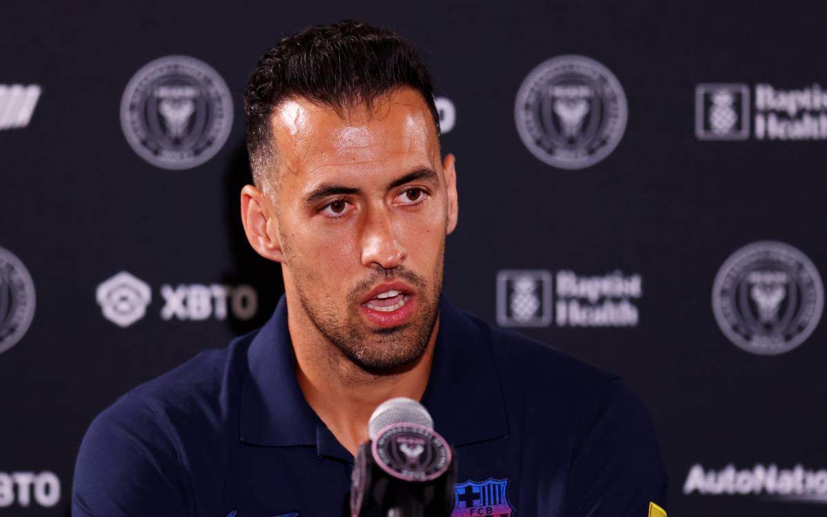 Sergio Busquets, en una rueda de prensa