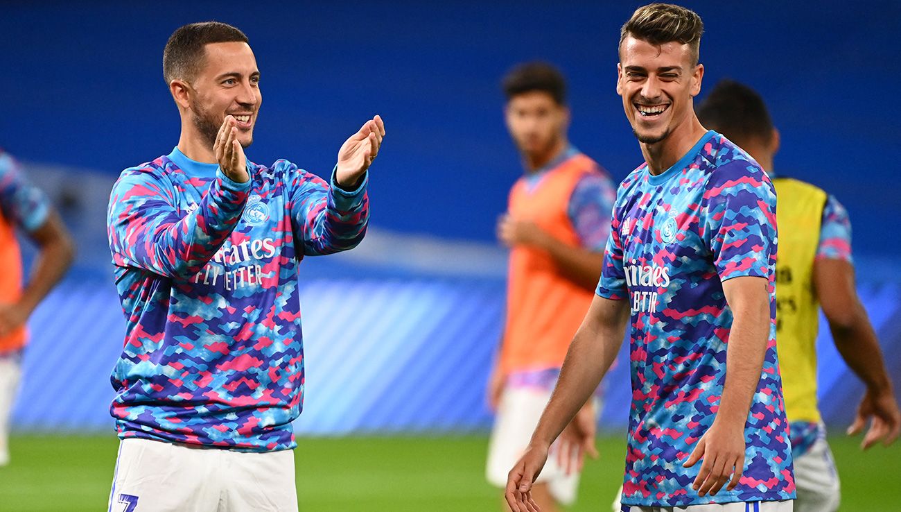 Eden Hazard y Antonio Blanco com el Real Madrid