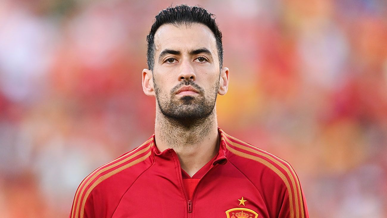 Sergio Busquets in a match with Spain