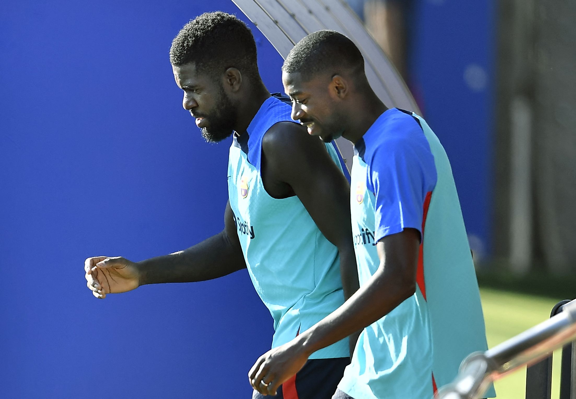 Umtiti y Dembélé se entrenan con el Barça