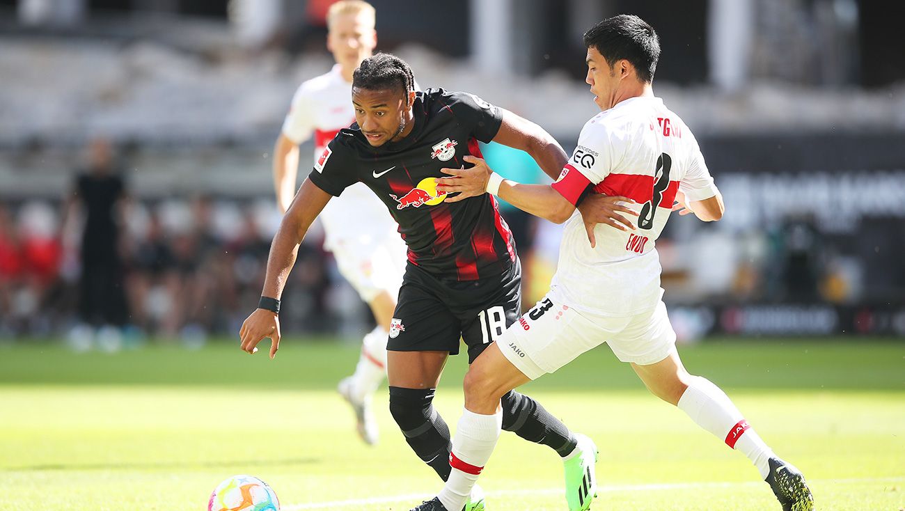 Nkunku, en un partido con el Leipzig en Bundesliga