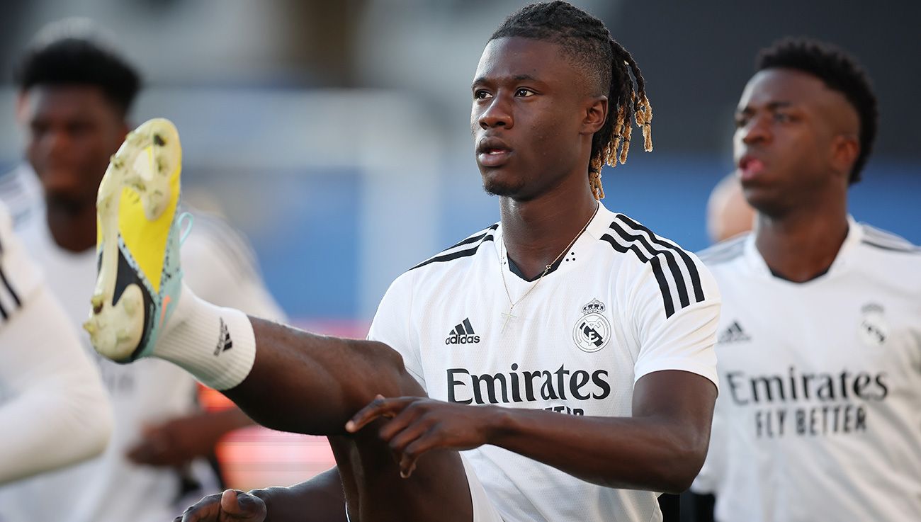 Eduardo Camavinga en un entrenamiento del Real Madrid