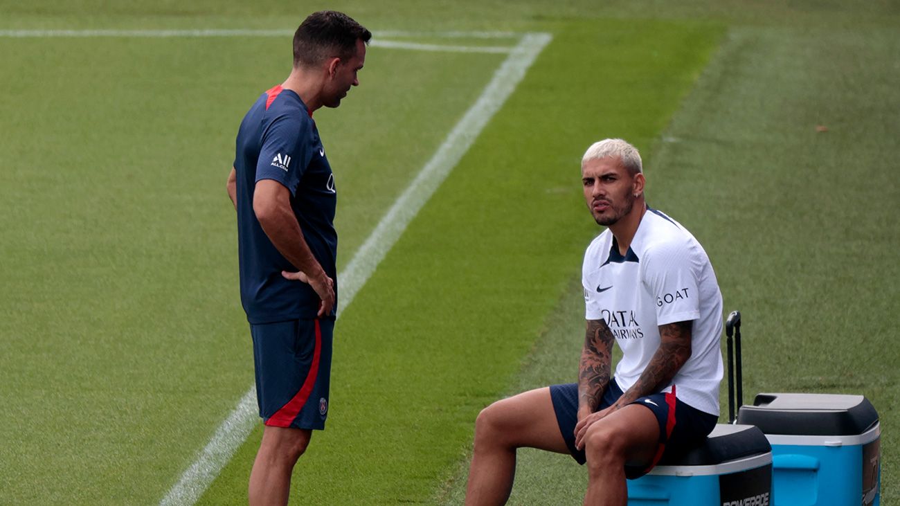 Leandro Paredes, en un entrenamiento con el PSG