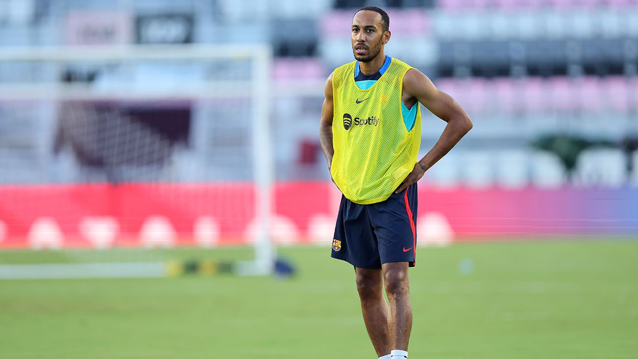 Pierre-Emerick Aubameyang in training with Barça