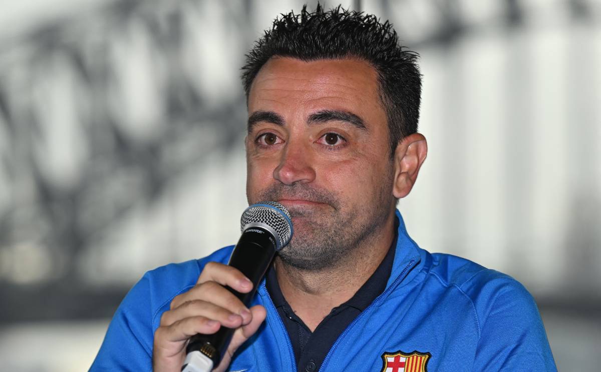 Xavi, en una rueda de prensa