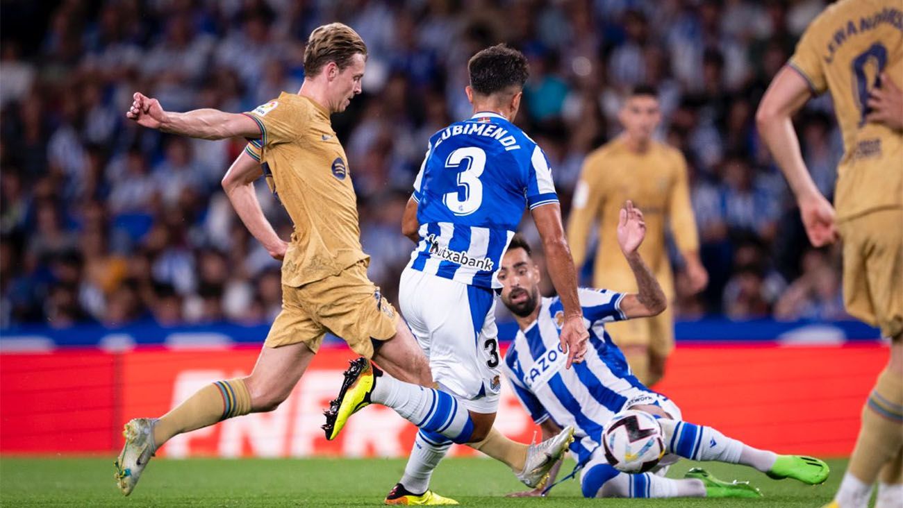 Frenkie de Jong against Real Sociedad. Photo: @FCBarcelona on Twitter