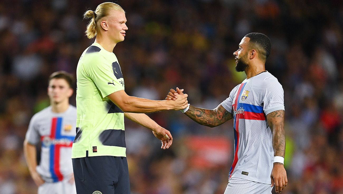 Memphis y Haaland en el Barça-City