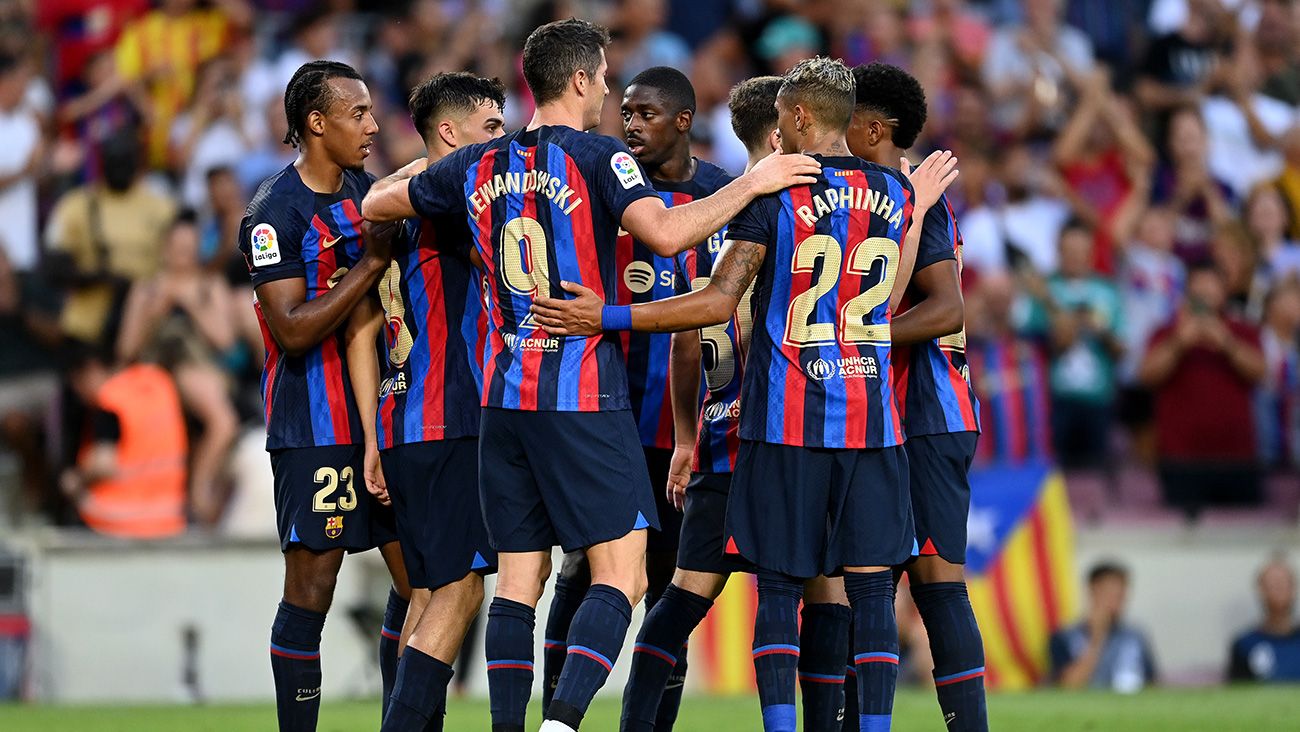 Jugadores del Barça celebrando