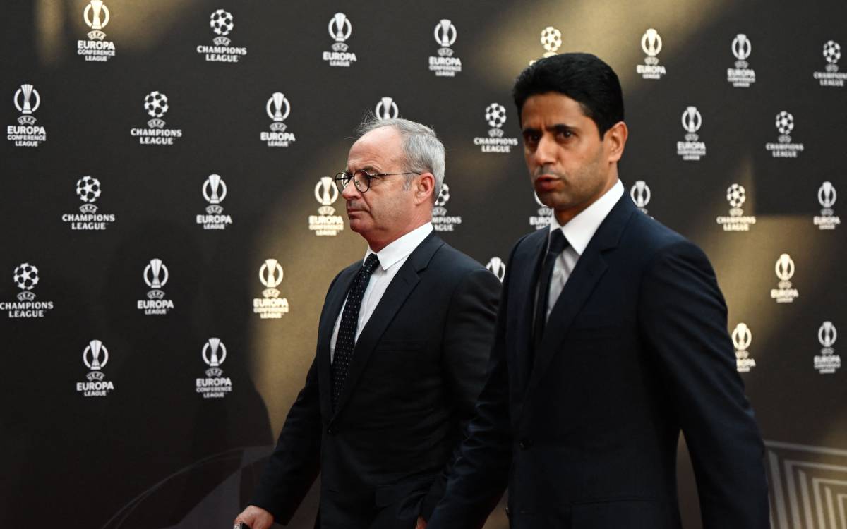 Luís Campos and Nasser Al-Khelaïfi in the UCL draw