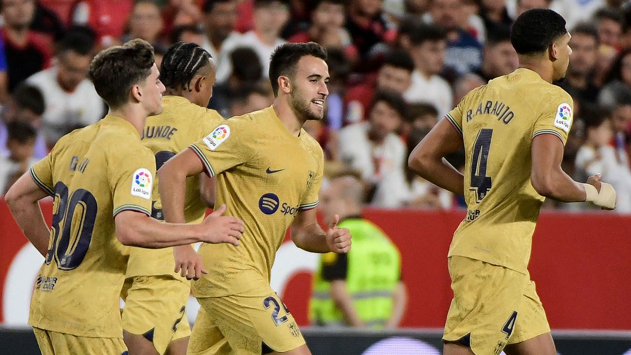 Eric García celebrating his goal against Sevilla (0-3)