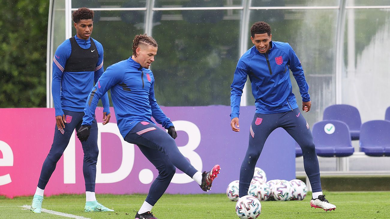 Rashford y Bellingham entrenando con su selección