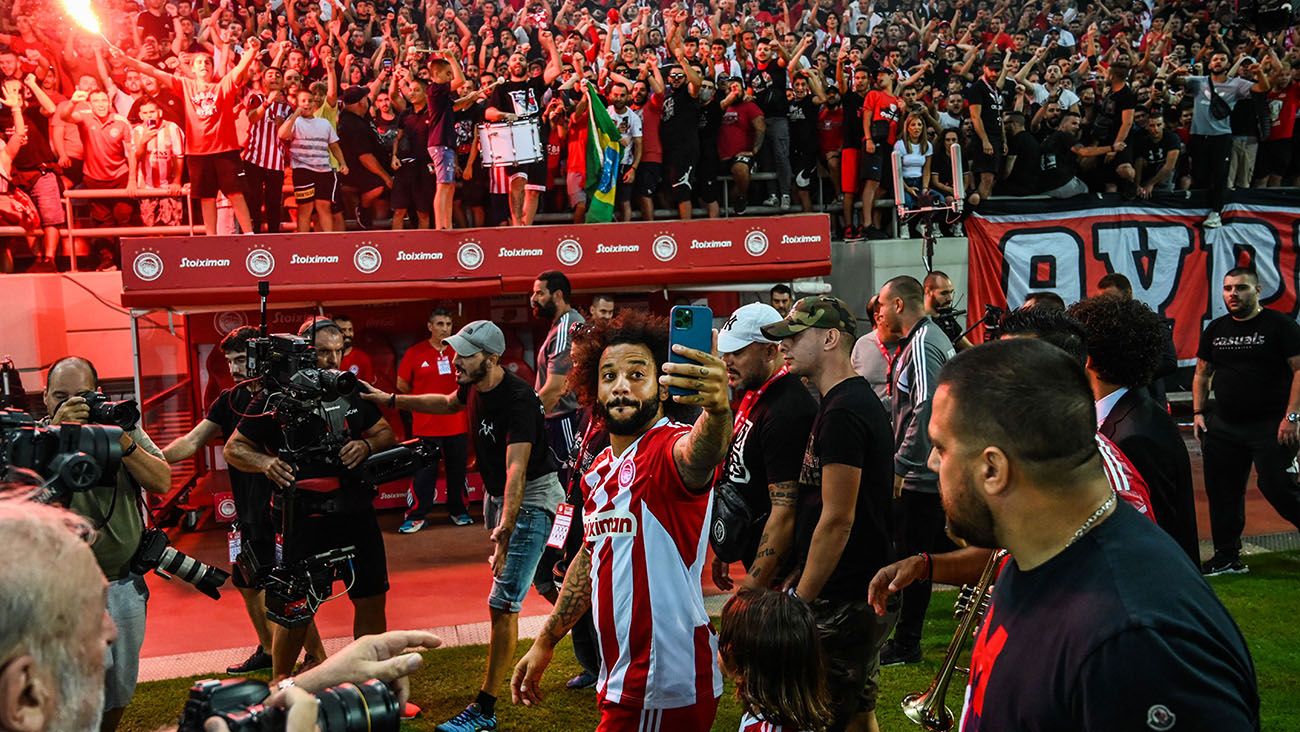 Marcelo in his presentation with Olympiacos
